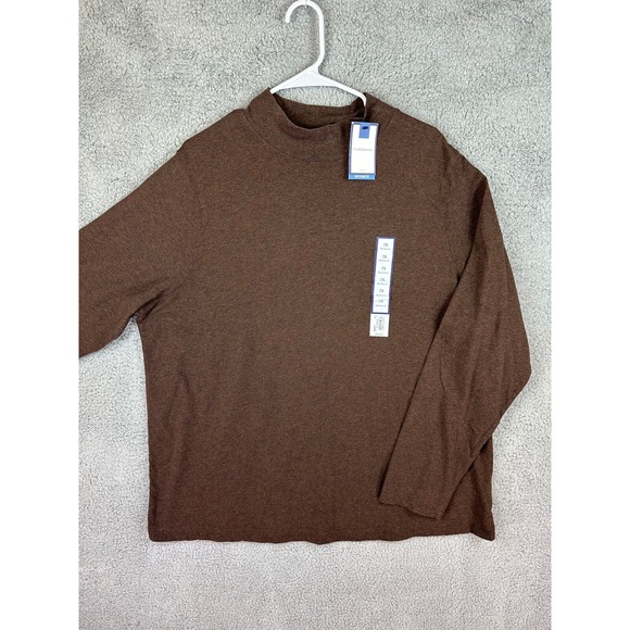 Croft & Barrow Mock Neck Turtleneck Long-Sleeve Top Brown...